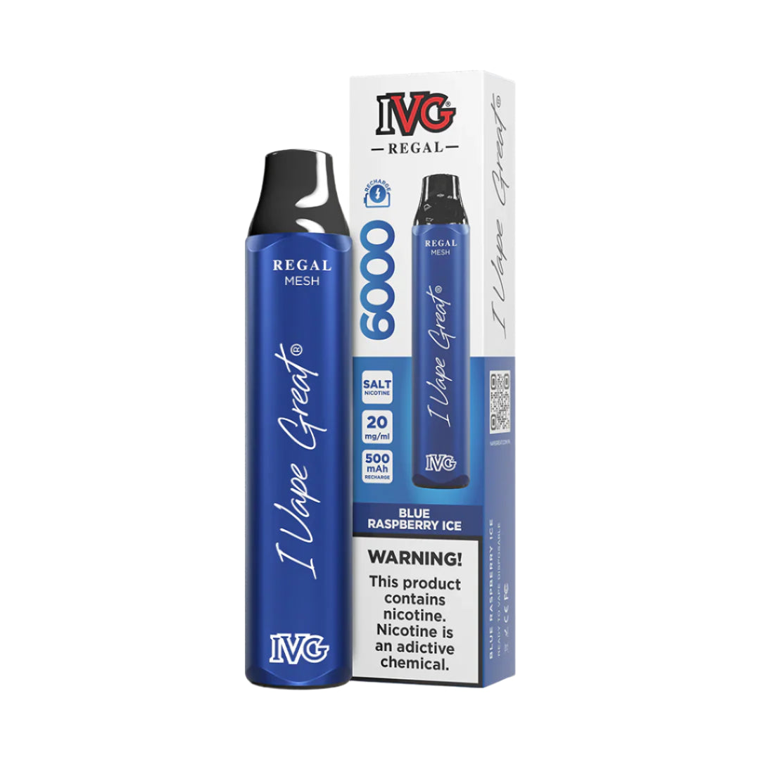 BLUE RASPBERRY ICE 20MG - IVG REGAL DISPOSABLE 6000 PUFFS