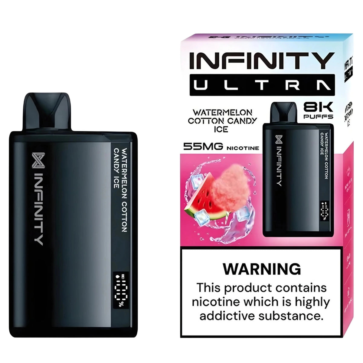 WATERMELON COTTON CANDY ICE 55MG - INFINITY ULTRA DISPOSABLE 8000 PUFFS